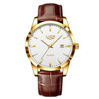 LIGE Fashion Brown Leather Watch Men Military Sports Men's Quartz Wristwatches Casual Waterproof Chronograph Relogios Masculino