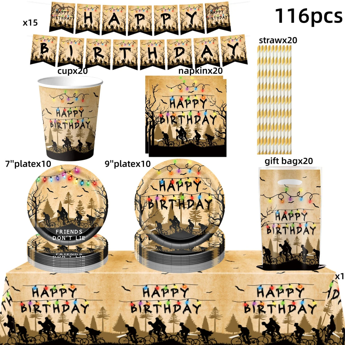 Horror Movie Stranger Theme Birthday Party Decoration Tableware Tablecloth Cup Plate Napkin Baby Shower Party Favors Supplies