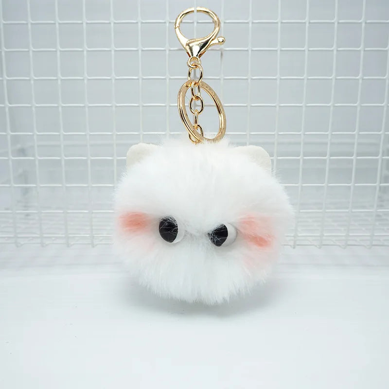 Blush Cat Ball Plush Keychain Cute Cat Bag Charm