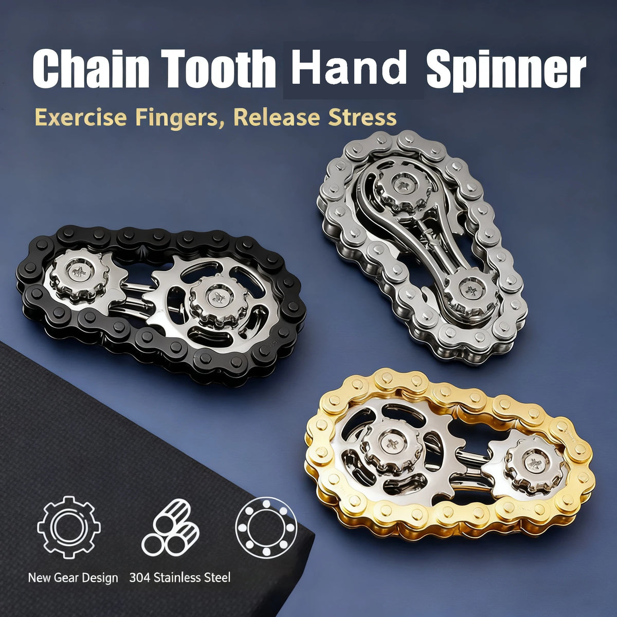 Metal Gear Bike Chain Fidget Spinner Flywheel Stress Relief Toy