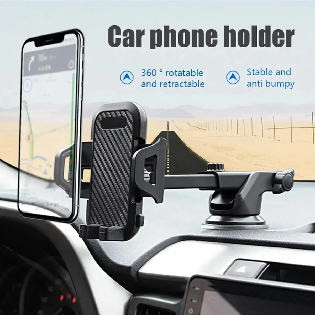 3-in-1 Universal Car Phone Mount Holder CradleDashboard Windshield Air Vent Suction Cup Holder for iPhone andAndroid Smartphones