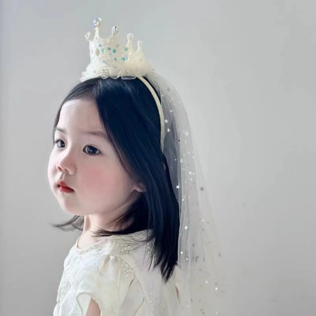 Princess Crown Veil Headband for Girls