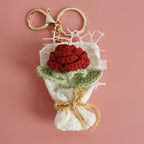 Crochet Flower Bouquet Keychain Handmade Floral Bag Charm