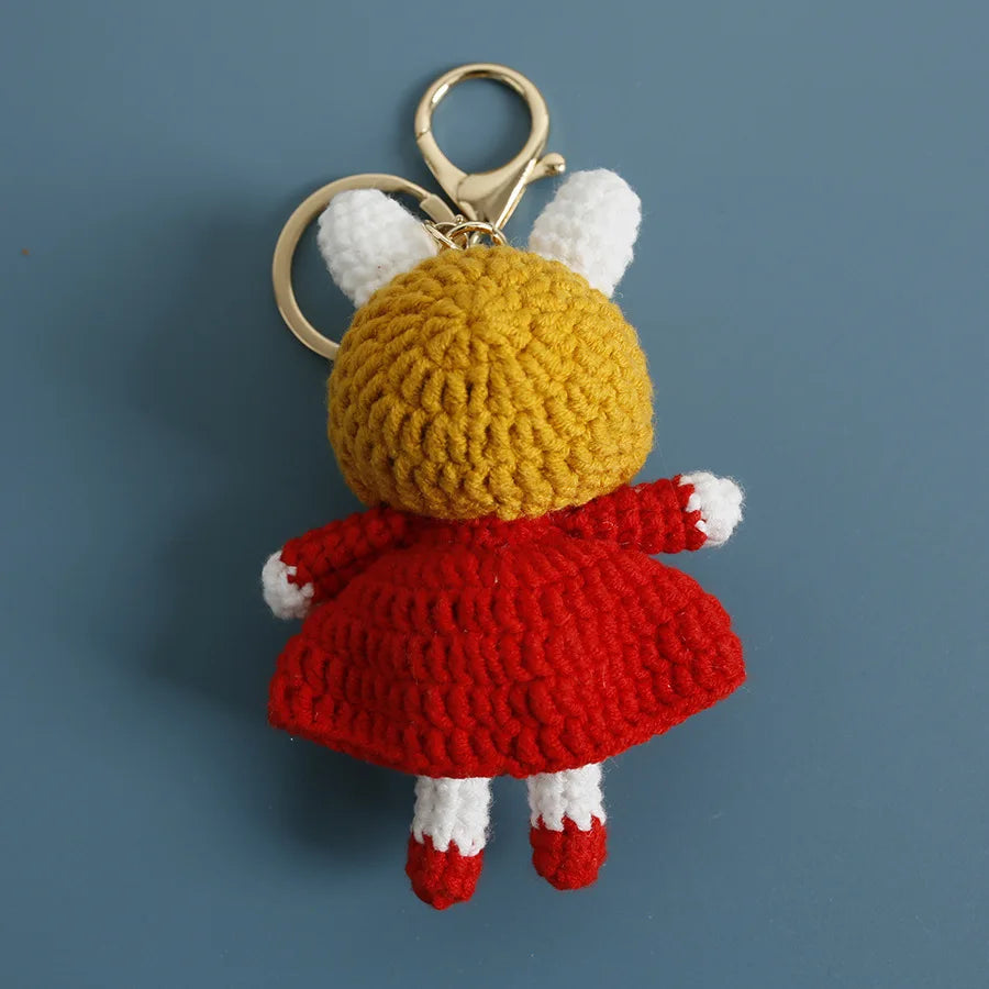 Cute Rabbit Crochet Keychain Handmade Bunny Bag Charm