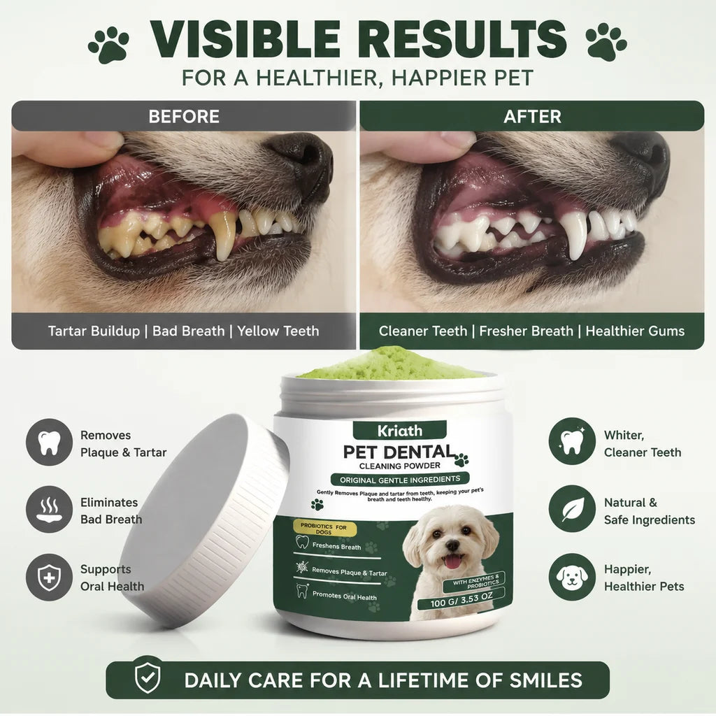 Natural Pet Dental Powder Cat Dog Breath Freshener Oral Health Care Clean Teeth Plaque Defense Enzyme Formula Pet Supplies