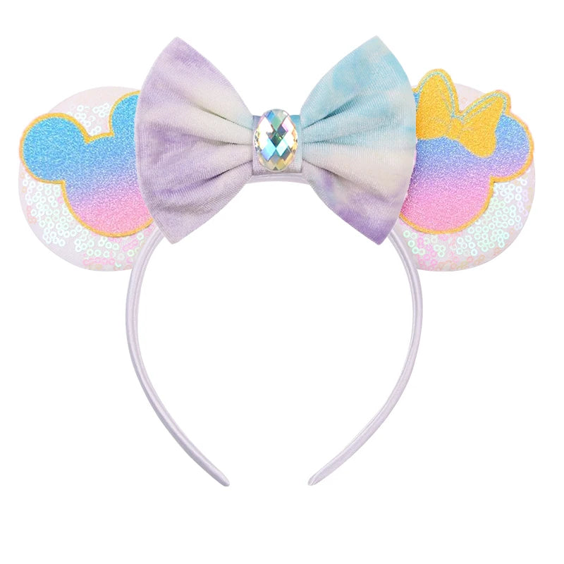 2026 Trip Mouse Ears Headband for Girls Women Sequin Castle 5"Bow Hairband Festival Party Cosplay DIY Hair Accessories