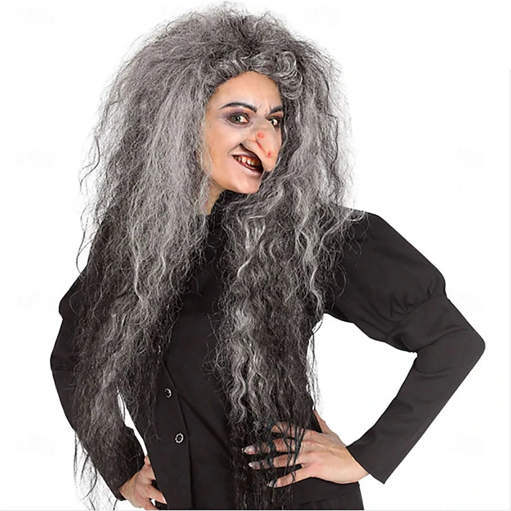 Synthetic Hair Grey Wild Witch Wig – Witch Hair for Halloween Cosplay Costume Parties Role Play and Fantasy Events