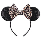 Embroidered Sequin Ears Bow Headband for Women & Girls