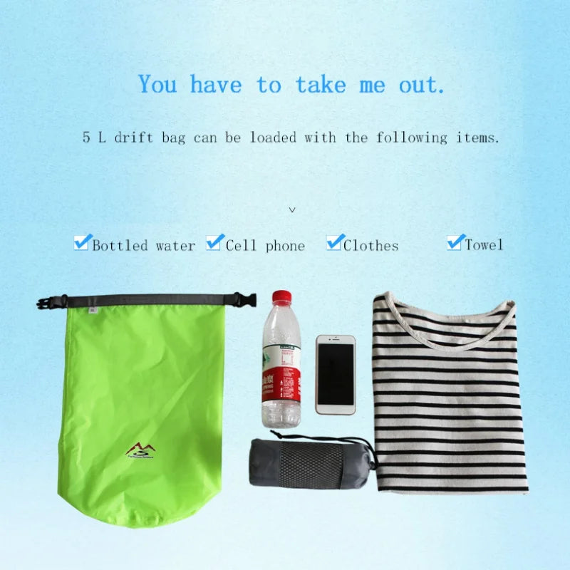Waterproof Dry Bag Large Capacity Roll Top Storage for Camping Hiking & Water Sports
