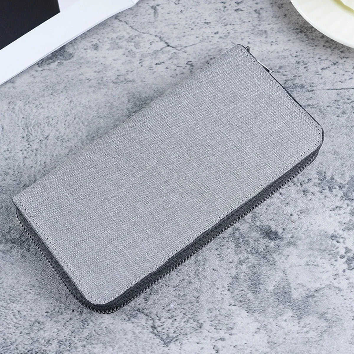 Men Canvas Long Wallet Large Capacity Multiple Card Slots Zipper Purse Business Handbag Card Holder Coin Bag