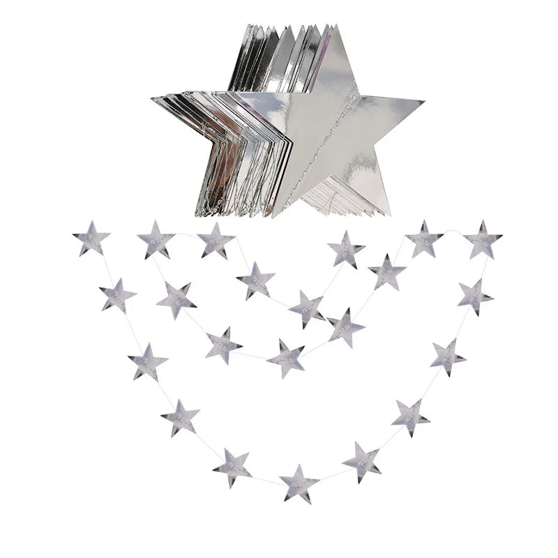 4M Star Garland 7cm 10cm Paper Stars Streamer Glitter Bunting for Birthday Party Decoration Kids Room Decor Baby Shower Supplies