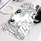 Black and White Anime Girl Table Mat Large Mouse Pad Office Keyboard Edge Locking Desk Mat Gaming Accessories Non-slip Mousepad