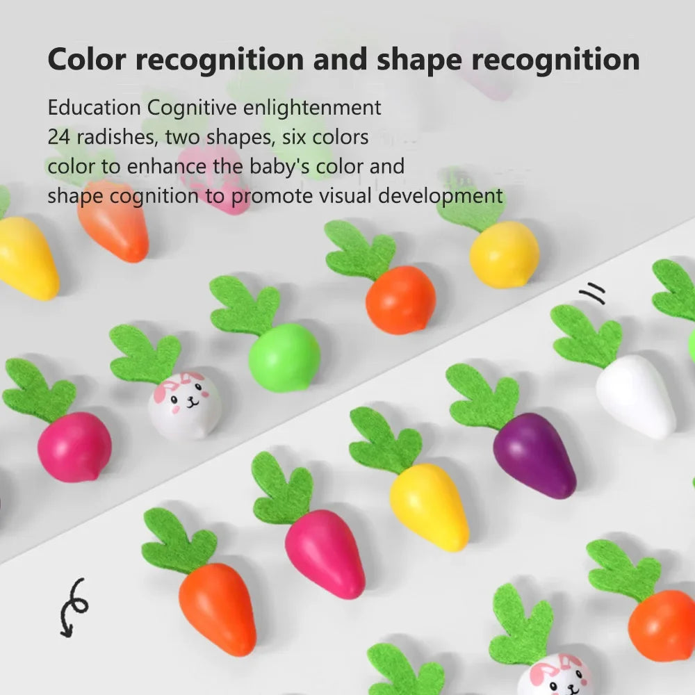 Montessori Pull Radish Carrot Harvest Matching Toy for Kids Fun