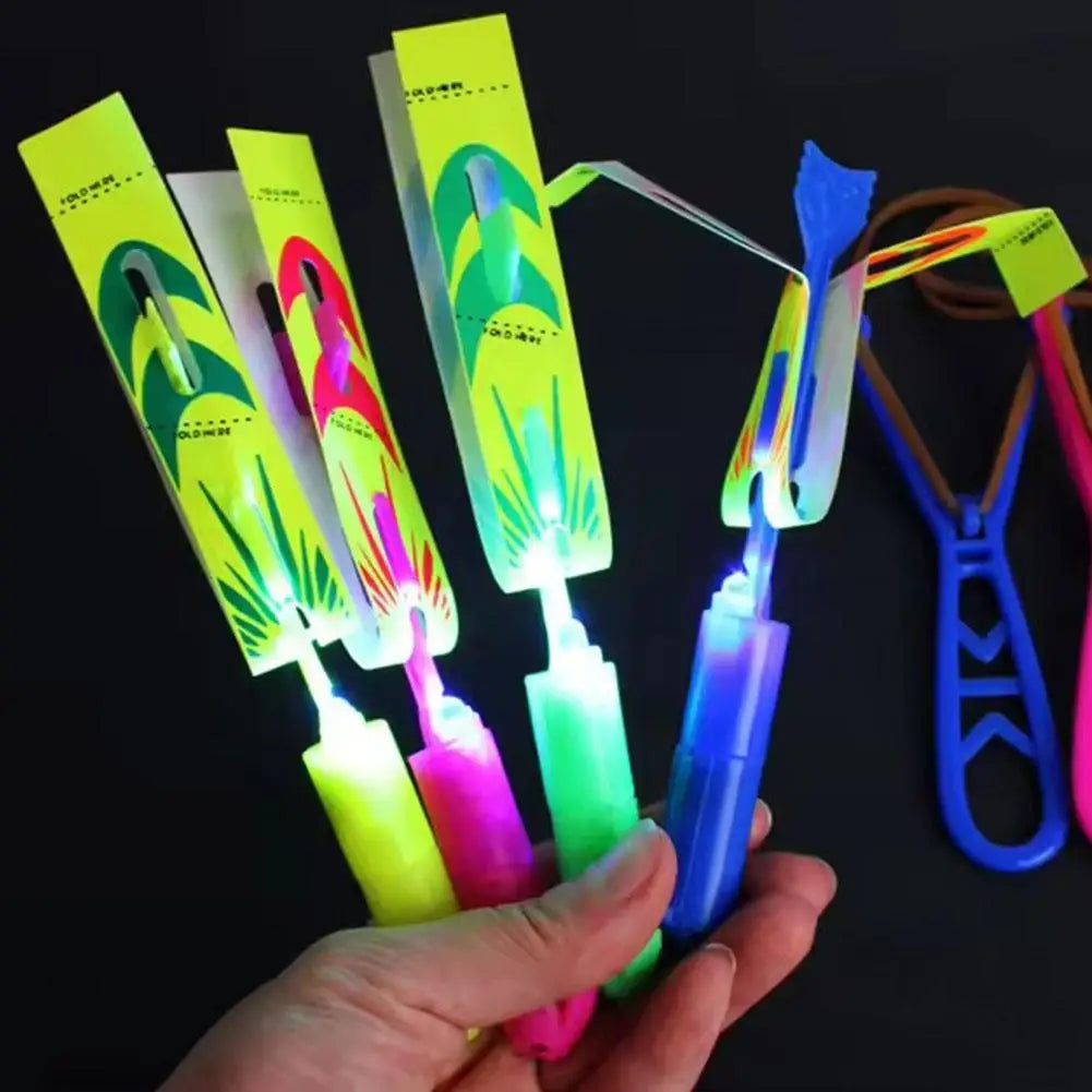 5/10/20Pcs Slingshots Rocket Launcher Rocket Slingshot Flying Toys with LED Lights Flying Toys Luminous Slingshot Toys for Kids