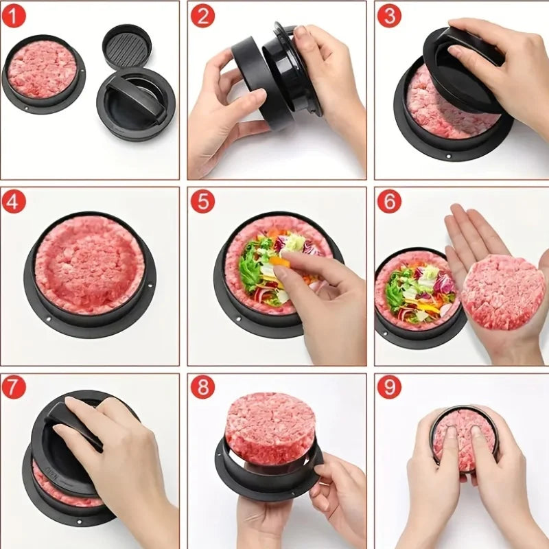 Non-Stick Hamburger Press Mold – Meat Patty Maker & Stuffed Pie Kitchen Tool