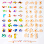 Wooden Magnetic Fishing Toy Montessori Marine Cognition Hand Eye Coordination Kids Early Educational Parent Child Birthday Gifts
