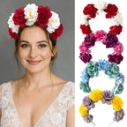 Artificial Floral Headband Flower Crown For Women Girls Bohemian Wedding Party Hair Accessories Boho Festival Photography Props