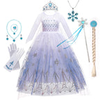 Girls Elsa Frozen Snow Queen Mesh Princess Dress Costume