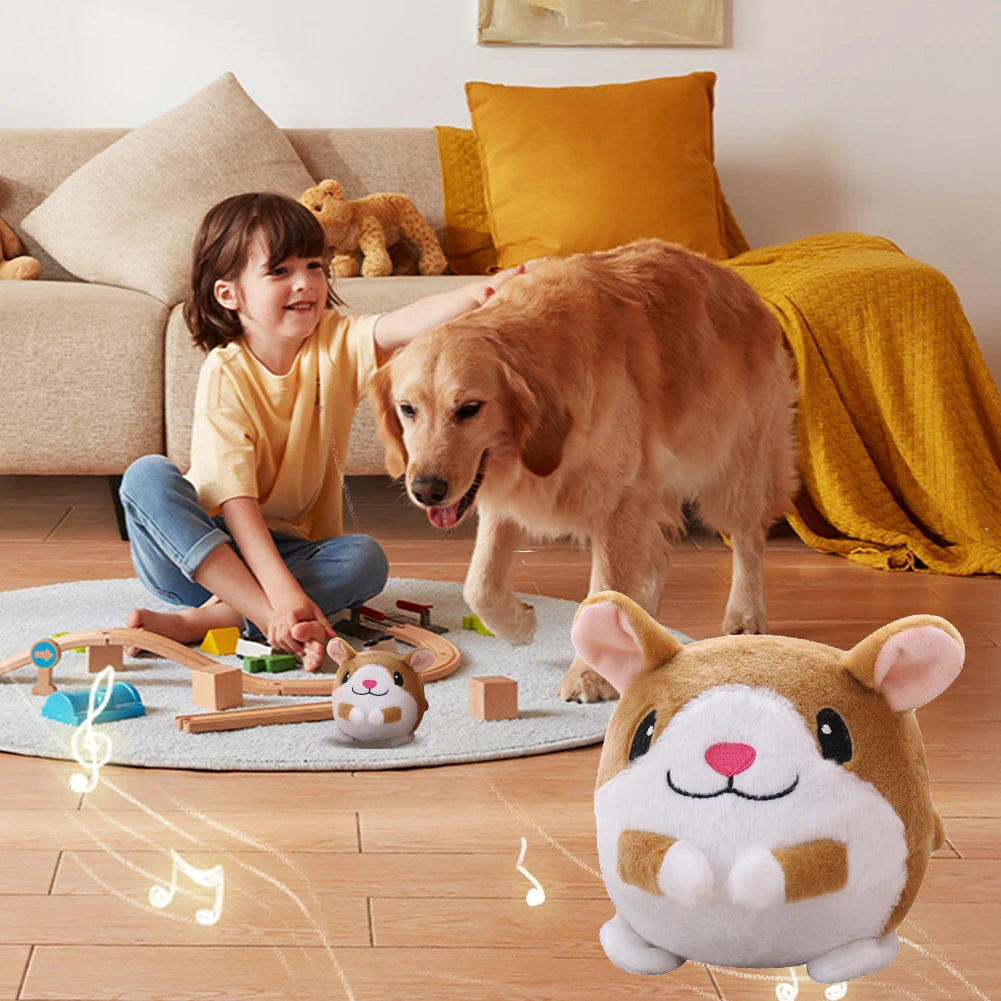 Plush Automatic Bouncing Toys Bite Resistant Funny Interactive Squeaky Toys Talking Self-Moving for Small Medium Dogs