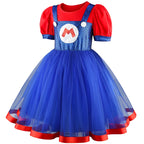 Cartoon Superbro Children Perform Outfit girls puff Dress Halloween Birthday Party Cosplay Stage performance movie cosplay Princ