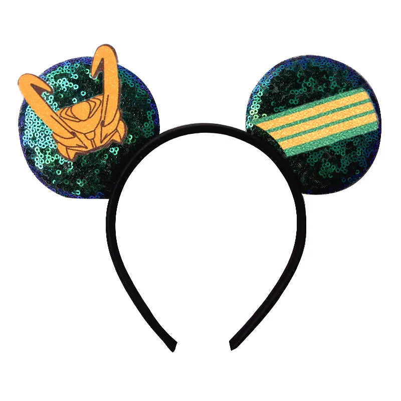 2026 Festival Party Cosplay Mouse Ears Headband 3.3" Ears Glitter Hairband For Boys Girls DIY Cartoon Hair Accessories