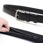 Security Zipper Hiding Cash Belts Pin Buckle Daily Travel PU Leather Anti Theft Waist Bag Men Women  Money Strap Belt