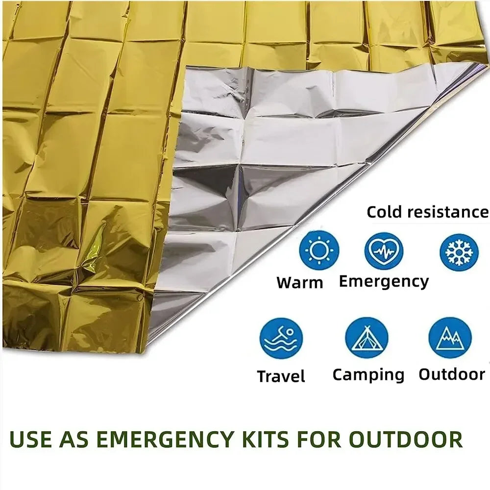 Emergency Thermal Survival Poncho Blanket for Camping & First Aid