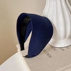 Wide Knitted Cotton Headband with Teeth for Women