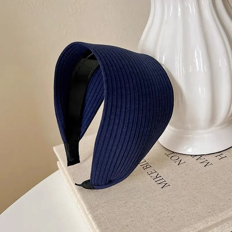 Wide Knitted Cotton Headband with Teeth for Women