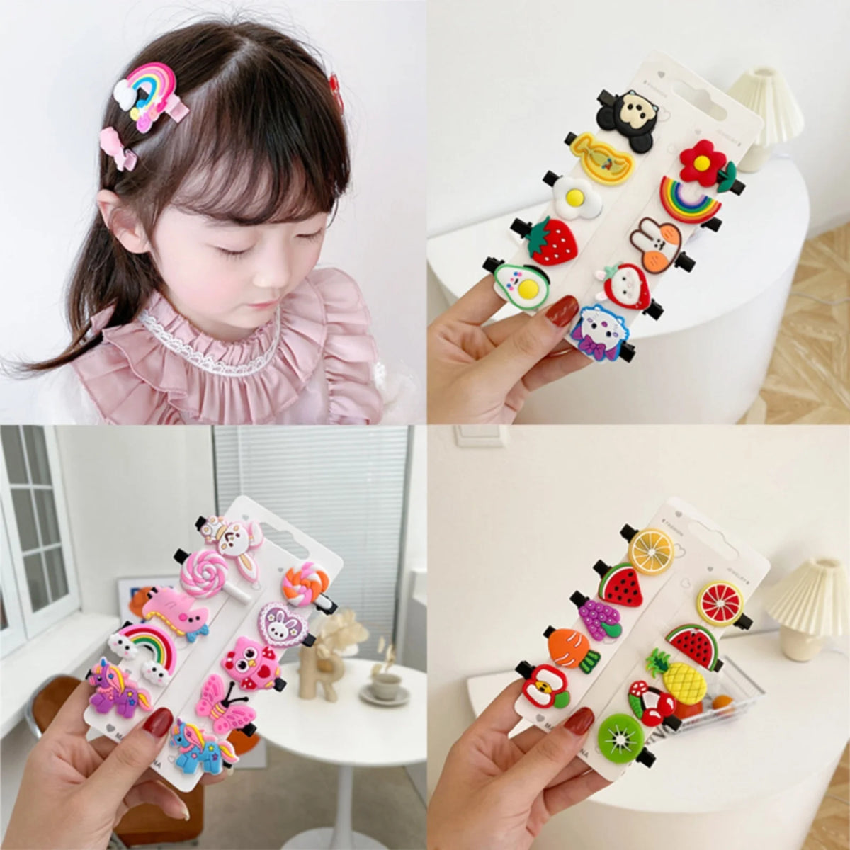 10PCS Cartoon Unicorn Hair Clips & Barrettes Set for Girls