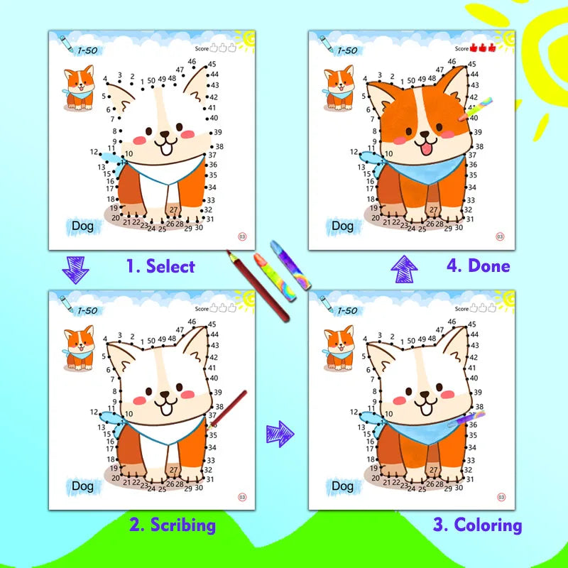 Kids Line Drawing & Number Learning Doodle Activity Book