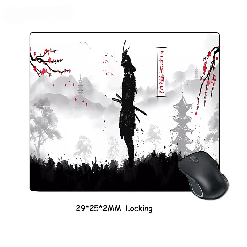 Samurai Warrior MousePad Gamer Computer Accessories Keyboard Table Mat Black Mouse pad Company Gaming Laptop Desk Accessory Pc