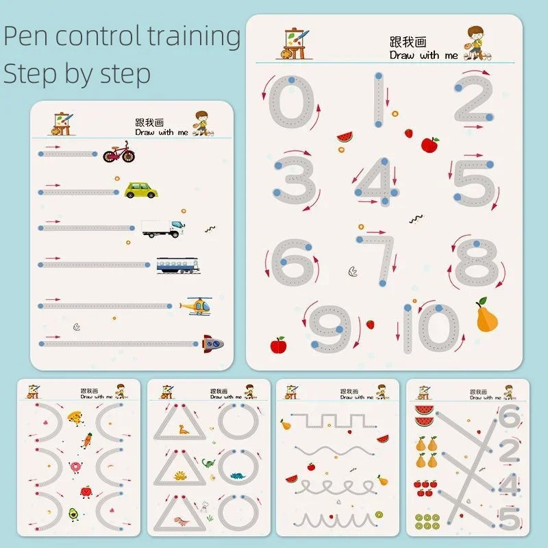 Montessori Reusable Tracing Workbook for Kids Handwriting Practice