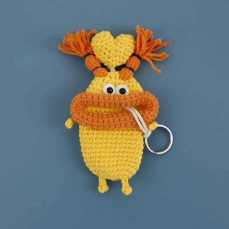 Funny Crochet Sausage Mouth Keychain Key Holder Pouch