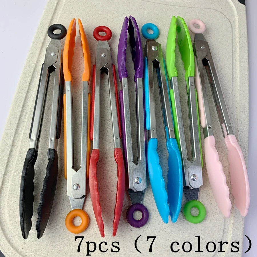 Anti-Slip Stainless Steel Cooking and Serving Tongs for Kitchen