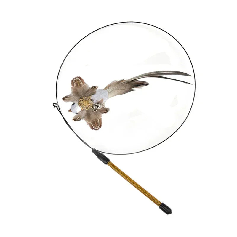 Peacock Bird Cat Teaser Wand for Interactive Hunting and Play
