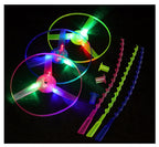 1-5pcs LED Luminous Bamboo Dragonfly Hand Pushing Saucer Toys Kids Outdoor Hand Pushing Saucer Spinning Top Toy Transmit Gifts