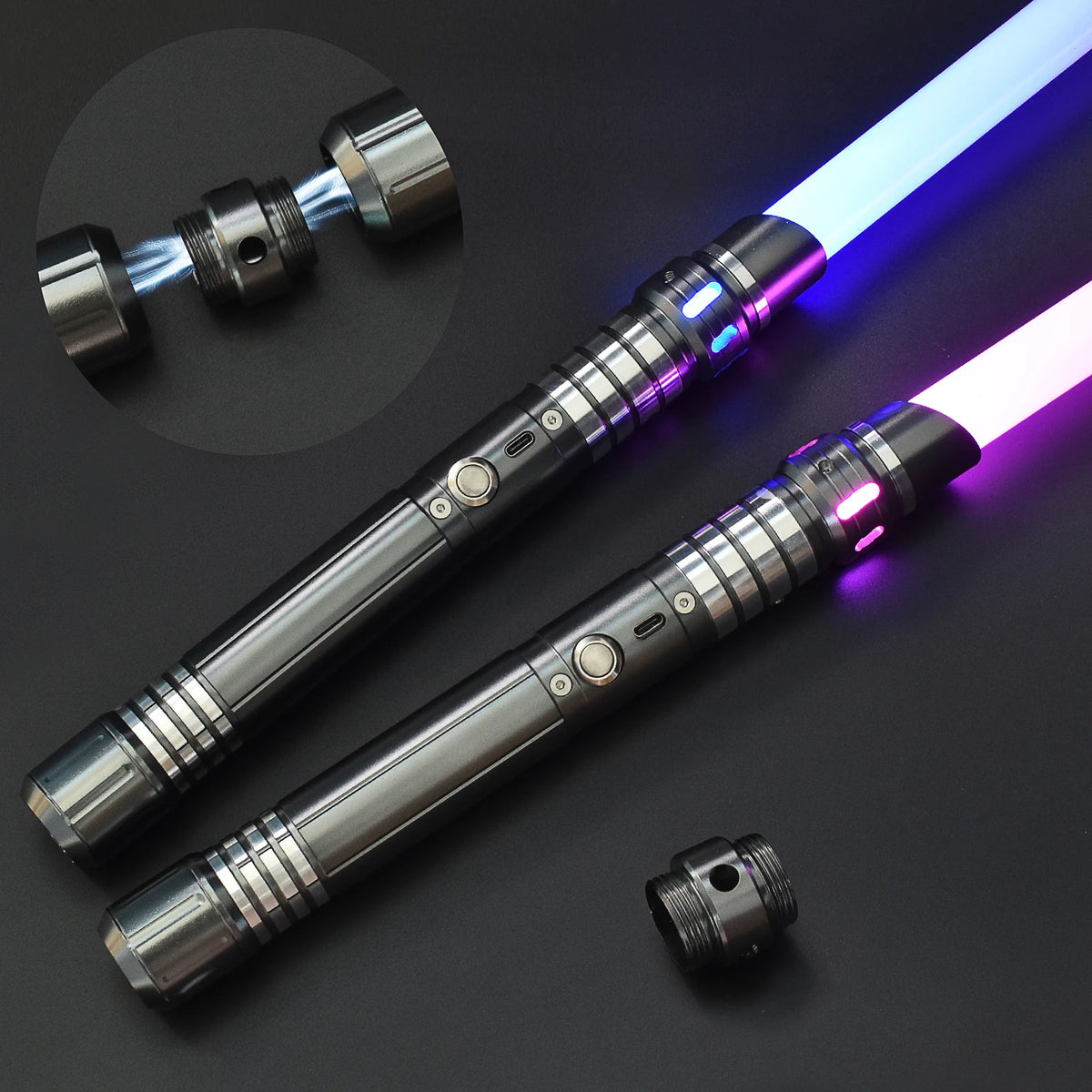 RGB Metal Lightsaber Dueling Smooth Swing Sword Sabre De Luz 7  Color Changing With Sounds  Flashing Toy