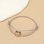 Simple Fashion Unisex Bracelet 3 Metal Round Circle Accessory Adjustable Men's Rope Bracelet for Women Jewelry Gifts