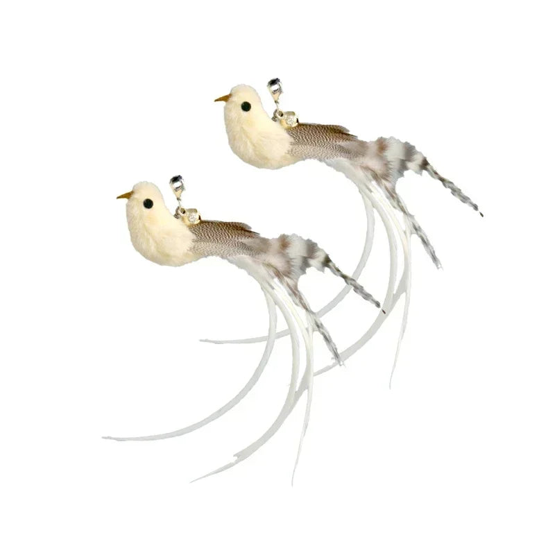 Peacock Bird Cat Teaser Wand for Interactive Hunting and Play