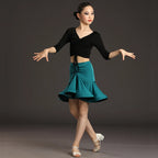 Children Professional Ballroom Latin Dance Dress For Girls Ballroom Dancing Dresses For Kids Leopard Print Top Skirt Samba Tango