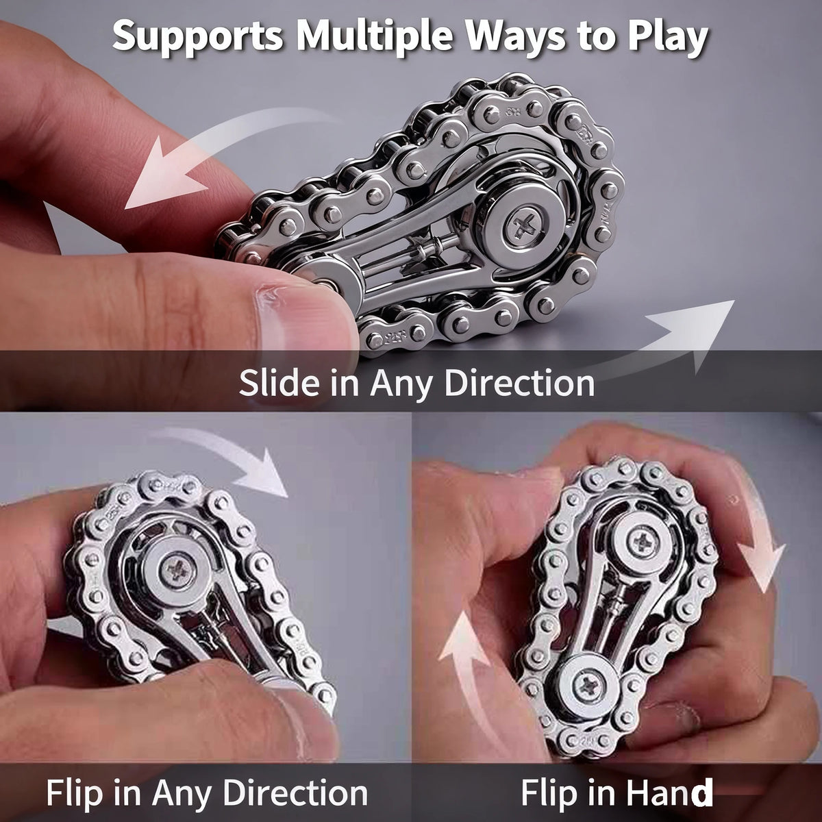 Metal Gear Bike Chain Fidget Spinner Flywheel Stress Relief Toy