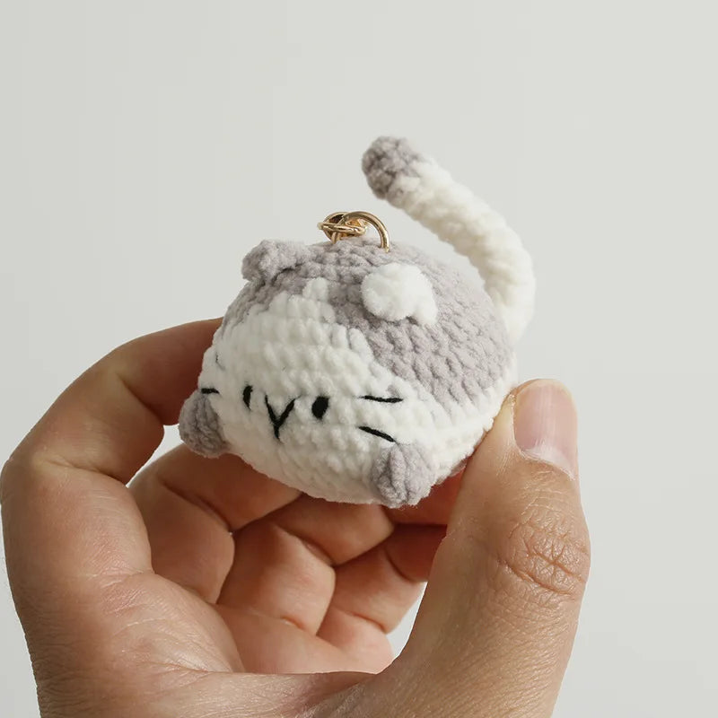 Cute Crochet Kitten Keychain Smiling Cat Bag Charm