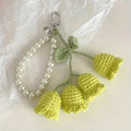 Elegant Floral Crochet Pearl Keychain Bluebell Bag Charm