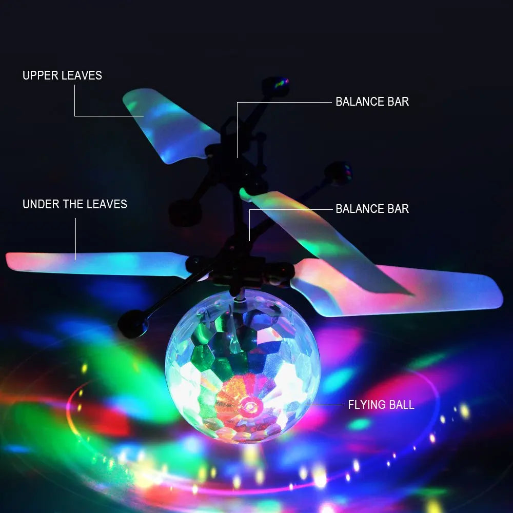 Led Light Suspension Crystal Ball Infrared Induction RC Gesture Control Colorful Glowing Toys Unique Gift for Kids