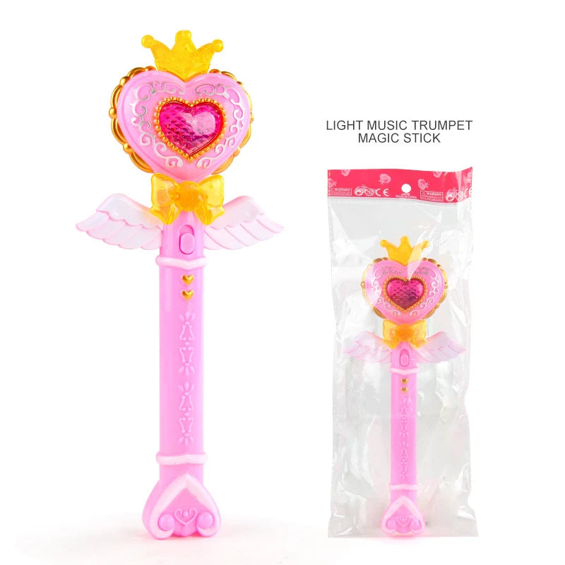 Magic Wand Girl Princess Flash Wand Glowing Sound Effect Fantasy Fairy Stick Cartoon Flash Wand Children's Toys Birthday Gift