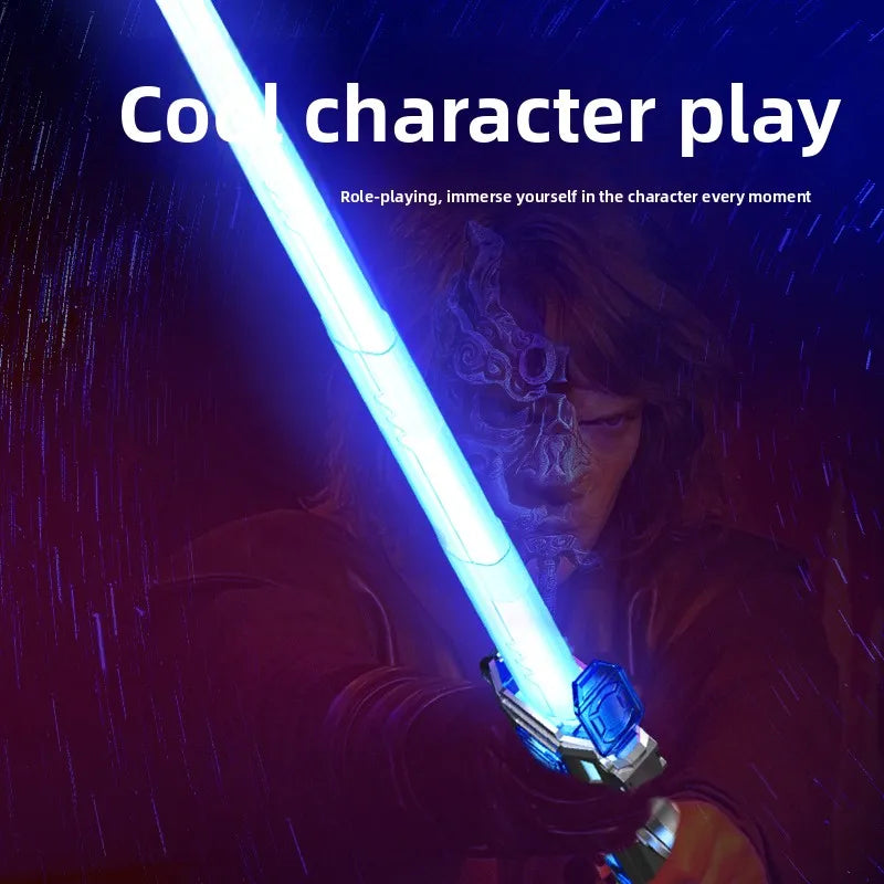 Children Colorful Glowing Sword Toys Telescopic Music Laser Sword 2-in-1 Rotating Decompression Toy Light Sword Kids Adult Toys
