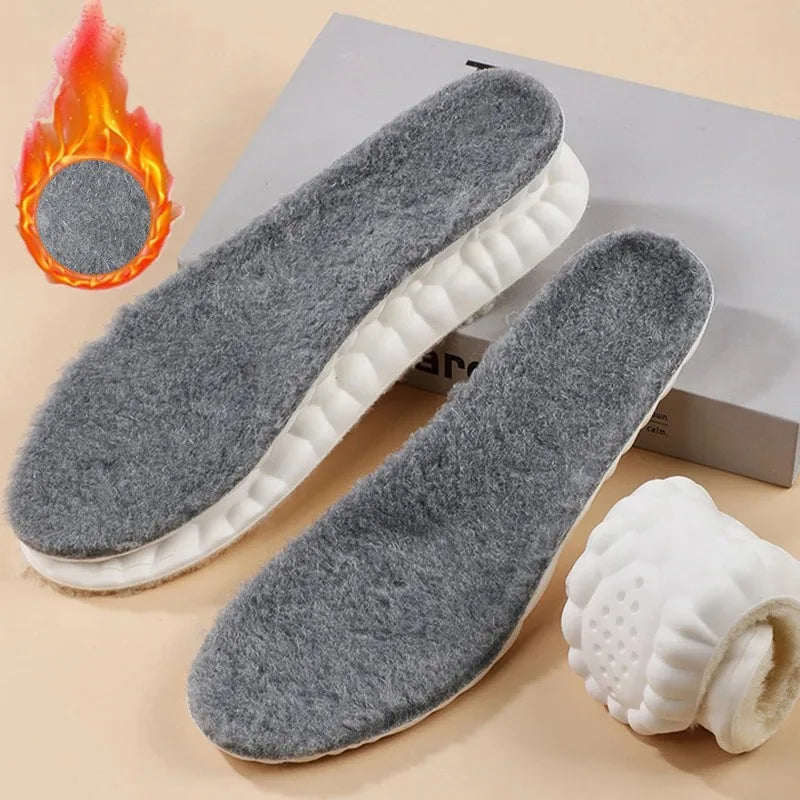 2pcs Self Heated Thermal Insoles for Feet Winter Warm Wool Thermal Memory Foam for Men Women Sports Shoes Self-heating Shoe Pads