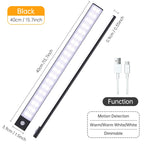 Night Light 20/30/40/60CM Motion Sensor Light Wireless USB LED Cabinet Light Wardrobe Lamp For Kitchen Cabinet Bedroom Wardrobe
