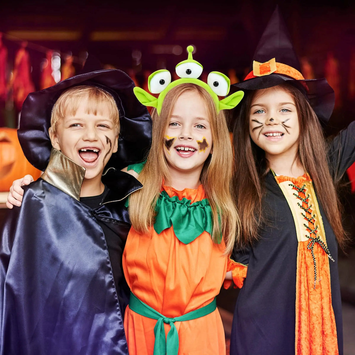 Three-Eyed Alien Headband Halloween Monster Plush Cute Headwear Hat Accessories for Theme Party Girls and Kids
